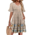 thumbnail image 1 of Womens Summer Floral Dresses Wrap V Neck Dress Fashion Casual Going Out A-Line Ruffle Short Sleeve Sundress, 1 of 5