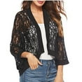 thumbnail image 1 of Womens Summer Floral Lace Cardigan Long Sleeve Hollow Out Solid Beach Sunscreen Cover up Blouse for Women Ladies, 1 of 6