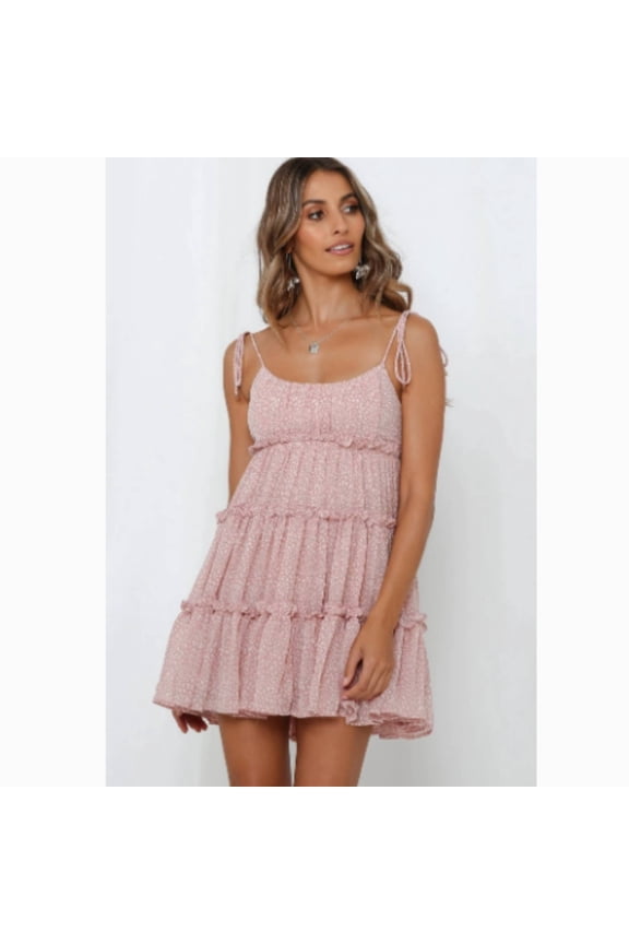 Womens Summer Floral Mini Dress Boho Flowy Skater Dresses Short Sleeveless Ruffle Spaghetti Strap Dress