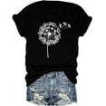 thumbnail image 1 of Womens Summer Floral Print Dandelion Graphic T-Shirt Crewneck Casual Soft Mother's Day Blouses Tops, 1 of 4