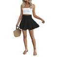thumbnail image 1 of Womens Summer Flowy High Waist Ruffle Casual Cute Boho Beach Short Skirts Built-in Shorts Black S, 1 of 8