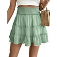thumbnail image 1 of Womens Summer Flowy High Waist Ruffle Casual Cute Boho Beach Short Skirts Built-in Shorts Light Green XL, 1 of 7
