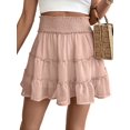 thumbnail image 1 of Womens Summer Flowy High Waist Ruffle Casual Cute Boho Beach Short Skirts Built-in Shorts Pink S, 1 of 7