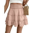 thumbnail image 1 of Womens Summer Flowy High Waist Ruffle Casual Cute Boho Beach Short Skirts Built-in Shorts Pink XXL, 1 of 7