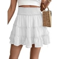 thumbnail image 1 of Womens Summer Flowy High Waist Ruffle Casual Cute Boho Beach Short Skirts Built-in Shorts White M, 1 of 7