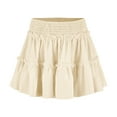 thumbnail image 1 of Womens Summer Flowy High Waist Ruffle Tiered Casual Cute Boho Beach Short Skirts Built-in Shorts Beige S, 1 of 7