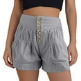 thumbnail image 1 of Womens Summer Flowy Jean Shorts Button Up High Waisted Wide Leg Denim Skort With Pockets, 1 of 2