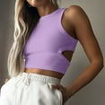 thumbnail image 1 of Womens Summer Halter Cutout Tops Sleeveless Crewneck Racerback Ribbed Knitted Crop Tank Top, 1 of 8