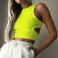 thumbnail image 1 of Womens Summer Halter Cutout Tops Sleeveless Crewneck Racerback Ribbed Knitted Crop Tank Top, 1 of 8