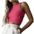thumbnail image 1 of Womens Summer Halter Tops Cutout Sleeveless Crewneck Racerback Ribbed Knitted Crop Tank Top, 1 of 7