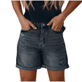 thumbnail image 1 of Womens Summer High Waisted Denim Shorts Basic Stretchy Jean Shorts Sexy Distressed Ripped Casual Flat Front Solid Shorts with Pockets, 1 of 5