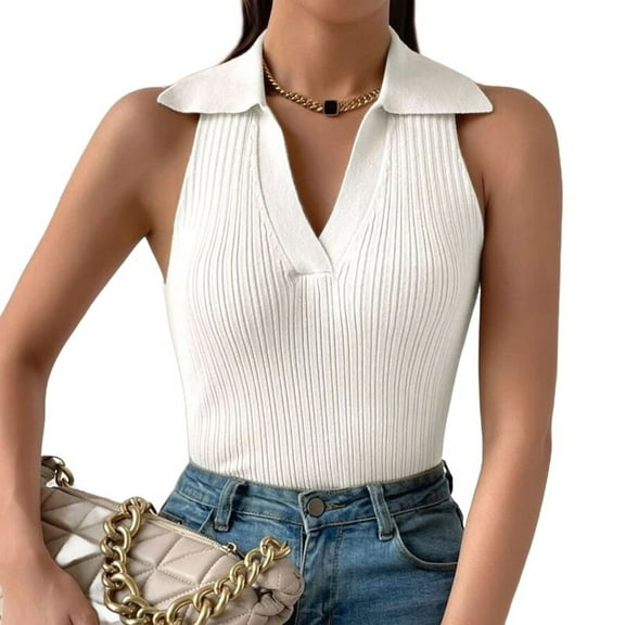Womens Summer Knit Crop Tops Going Out Sweater Tank Fashion Y2k Sleeveless Shirts