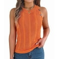 thumbnail image 1 of Womens Summer Knit Sweater Tank Tops Round Neck Crochet Hollow Out Sleeveless Casual Crop Shirt, 1 of 9