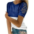 thumbnail image 1 of Womens Summer Leisure Short Sleeve Lace Stitching Tops, 1 of 6