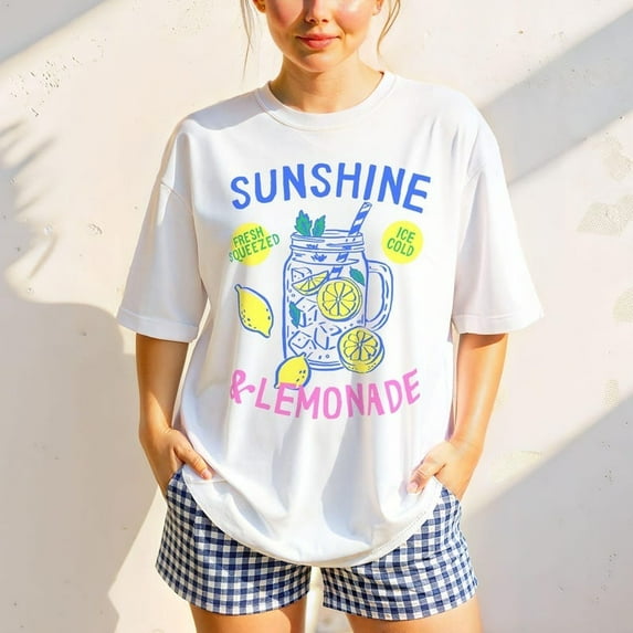 Womens Summer Lemonade Shirt, Lemon Graphic Tee, Vacation