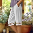 thumbnail image 1 of Womens Summer Linen Capris Pants with Cutout Hem Drawstring Waist Casual Straight Leg Summer Beach Pants White XL, 1 of 5