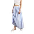thumbnail image 1 of Womens Summer Long Skirt High Waist Pleated A-Line Casual Flowy Fairy Skirts Blue L, 1 of 8