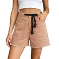 thumbnail image 1 of Womens Summer Loose Casual Shorts Drawstring High Waisted Denim Shorts Multi Pocket, 1 of 5