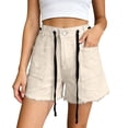 thumbnail image 1 of Womens Summer Loose Casual Shorts Drawstring High Waisted Denim Shorts Multi Pocket, 1 of 4
