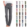 thumbnail image 1 of Womens Summer Lounge Pants Plus Size Solid Cotton Linen Pants Elastic Waisted Tie Straight Leg Pants Business Casual Work Trousers Loose Fit Pull-on Pants with Pockets, 1 of 6