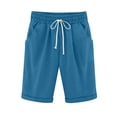 thumbnail image 1 of Womens Summer Lounge Shorts Elastic Waist Knee Length Casual Cotton Linen Shorts Curling Athletic Shorts with Drawstring, 1 of 7