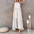 thumbnail image 1 of Womens Summer Maxi Dress Sleeveless Tiered Beach Dress Casual Loose Swing Boho Smocked Ruffle Short Sleeved Dresses Women Midi Dresses for Women Casual Womens Rayon Dresses Midi Dress Fall Dresses for, 1 of 7