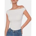 thumbnail image 1 of Womens Summer Off The Shoulder Crop Tops Sleeveless One Shoulder Ruched Asymmetrical Going Out Tank Top, 1 of 1