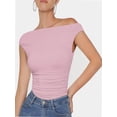 thumbnail image 1 of Womens Summer Off The Shoulder Crop Tops Sleeveless One Shoulder Ruched Asymmetrical Going Out Tank Top, 1 of 1