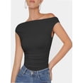 thumbnail image 1 of Womens Summer Off The Shoulder Crop Tops Sleeveless One Shoulder Ruched Asymmetrical Going Out Tank Top, 1 of 5