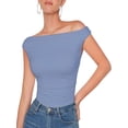 thumbnail image 1 of Womens Summer Off The Shoulder Crop Tops Sleeveless One Shoulder Ruched Asymmetrical Going Out Tank Top, 1 of 5