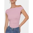 thumbnail image 1 of Womens Summer Off The Shoulder Crop Tops Sleeveless One Shoulder Ruched Asymmetrical Going Out Tank Top, 1 of 4