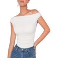 thumbnail image 1 of Womens Summer Off The Shoulder Crop Tops Sleeveless One Shoulder Ruched Asymmetrical Going Out Tank Top, 1 of 5