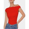 thumbnail image 1 of Womens Summer Off The Shoulder Crop Tops Sleeveless One Shoulder Ruched Asymmetrical Going Out Tank Top, 1 of 1