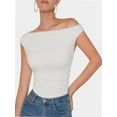 thumbnail image 1 of Womens Summer Off The Shoulder Crop Tops Sleeveless One Shoulder Ruched Asymmetrical Going Out Tank Top, 1 of 5