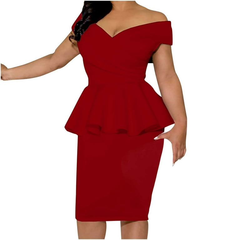 Sexy Ruffled Off-The-Shoulder Bodycon Dresses Sexy Ruffled Off-The-Shoulder Bodycon Dresses