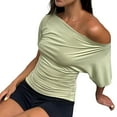 thumbnail image 1 of Womens Summer Off the Shoulder Tops Going Out T Shirts Crop Tank Top Fashion Clothes Spring Outfits 2025 Green L, 1 of 9