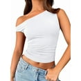 thumbnail image 1 of Womens Summer Off the Shoulder Tops Going Out T Shirts Crop Tank Top Fashion Clothes Spring Outfits 2025 White L, 1 of 7