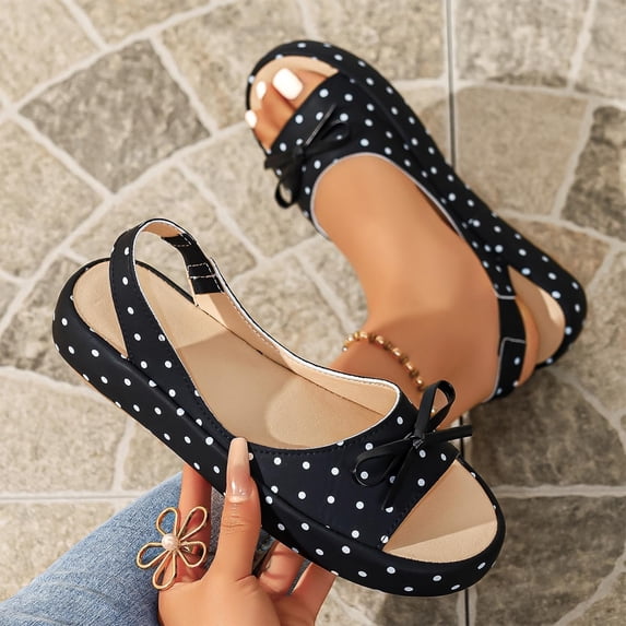 Womens Summer Open Toe Flats Sandals Ladies Slip on Platform Fish Mouth Sandals Outdoor Ankle Straps Walking Shoes Causal Comfortable Beach Dressy Shoes Black 9.5