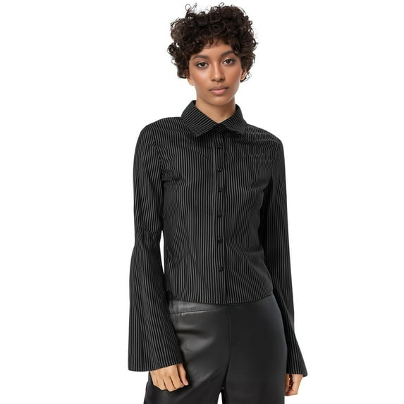 Womens Summer Outfits, Shirts for Women, Fashionable Women's Striped Long Sleeve Button Down Blouse Slim Fit Cardigan for Spring and Autumn Wear