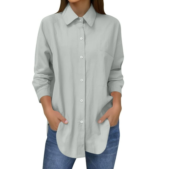 Womens Summer Outfits, Tops for Women Trendy, Stylish Women Shirts Linen Fabric Beach Pocket Top Casual Wear for Summer Comfortable Lightweight Fashion