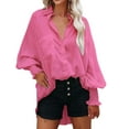 thumbnail image 1 of Womens Summer Outfits, Tops for Women Trendy, Stylish Women Shirts Loose Fit Long Sleeve Casual Tops for Beach and Daily Wear Comfortable Solid Color Blouse for Fashion-Forward Ladies, 1 of 4