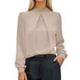 thumbnail image 1 of Womens Summer Outfits, Tops for Women Trendy, Trendy Women's Satin Long Sleeve Stand Collar Blouse Top for Versatile Casual and Formal Occasions, 1 of 5
