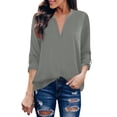thumbnail image 1 of Womens Summer Outfits, Women Blouses, Stylish Women Blouses Chiffon V Neck 3/4 Sleeve Elegant Work Shirt Casual Tunic Tops for and Daily Wear, 1 of 5