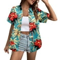thumbnail image 1 of Womens Summer Outfits, Women Blouses, Trendy Women's Casual Holiday Coconut Tree Print Short Sleeve Blouse for Everyday Wear and Beach Outings, 1 of 5