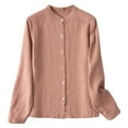 thumbnail image 1 of Womens Summer Outfits, Women Blouses, Trendy Women’s Long Sleeve Loose Linen Shirt for Spring and Summer with Elegant Retro Style, 1 of 3
