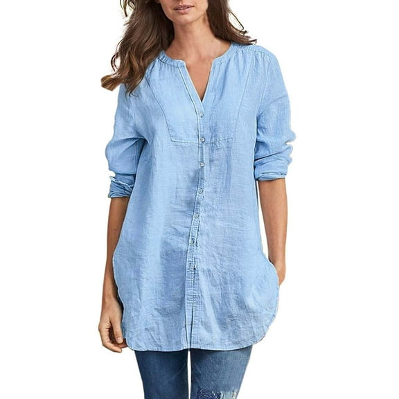 Womens Summer Outfits, Women Blouses, Versatile Women's Longline Linen Shirt Cardigan for Everyday Wear Comfortable and Stylish Top for Any Occasion