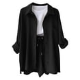 thumbnail image 1 of Womens Summer Outfits, Womens Shirts, Women's Casual Long Sleeve Button-Up Shirts with Pocket and Side Slits for Everyday Wear Attire and Relaxing at the Beach, 1 of 6
