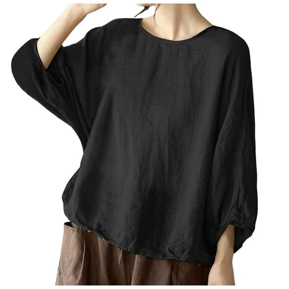 Womens Summer Outfits, Womens Tops, Stylish Loose Tops for Women - Floral Print 3/4 Sleeve Crew Neck Casual Blouses - for Summer Outings and Everyday Wear