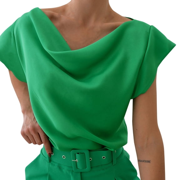 Womens Summer Outfits, Womens Tops, Stylish Women Chiffon Button Down Shirts with Pockets Short Sleeve Blouses V Neck for Casual and Business Wear Slim Fit Design for Modern