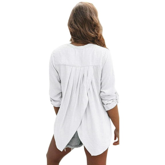 Womens Summer Outfits, Womens Tops, Trendy Women Shirts Casual Long Sleeve V-Neck Blouse Stylish Tops for Everyday Wear
